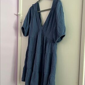 aerie Light Blue Gauze V-Neck Dress
